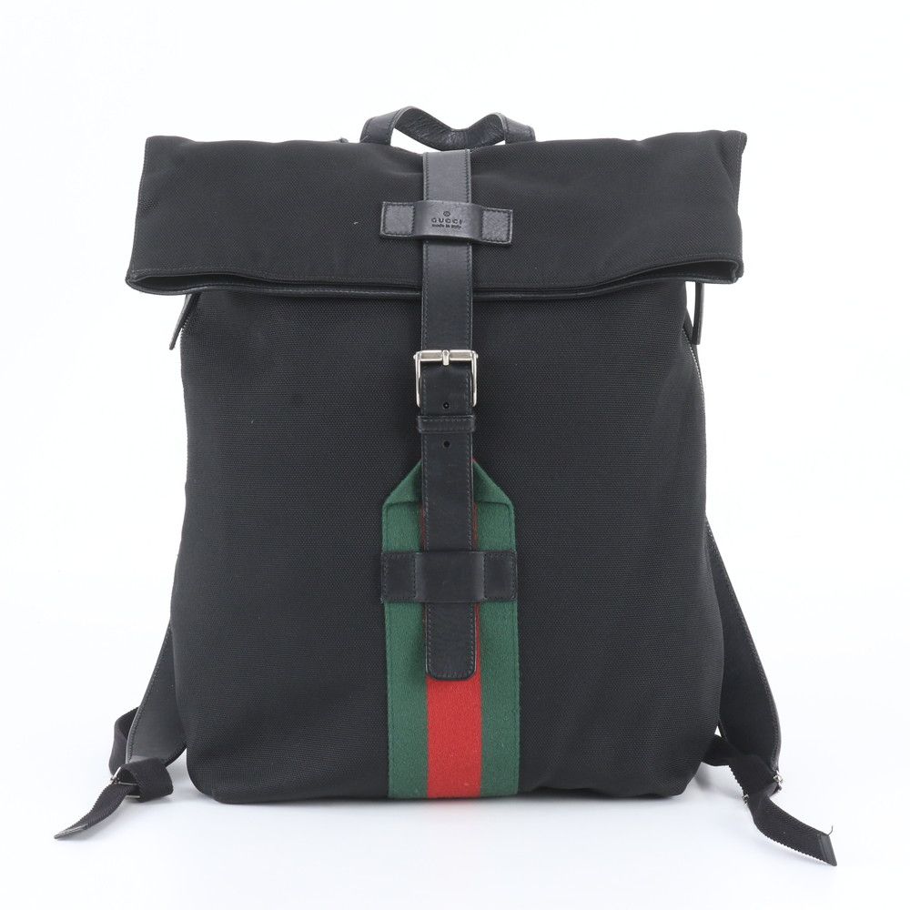 Gucci Sherry Line Leather Backpack Shoulder Bag Black