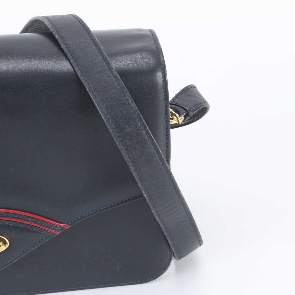 Gucci Vintage Leather Shoulder Bag Crossbody Navy — view 2