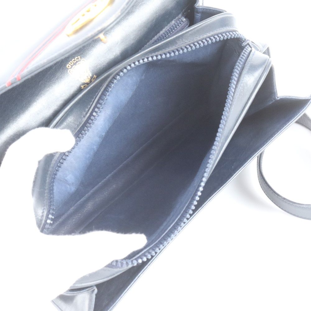 Gucci Vintage Leather Shoulder Bag Crossbody Navy — view 7
