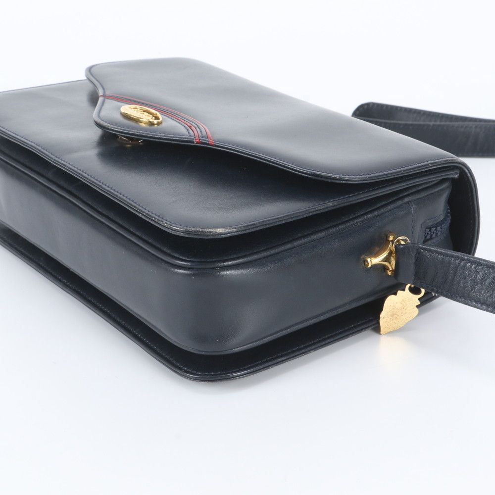 Gucci Vintage Leather Shoulder Bag Crossbody Navy — view 4
