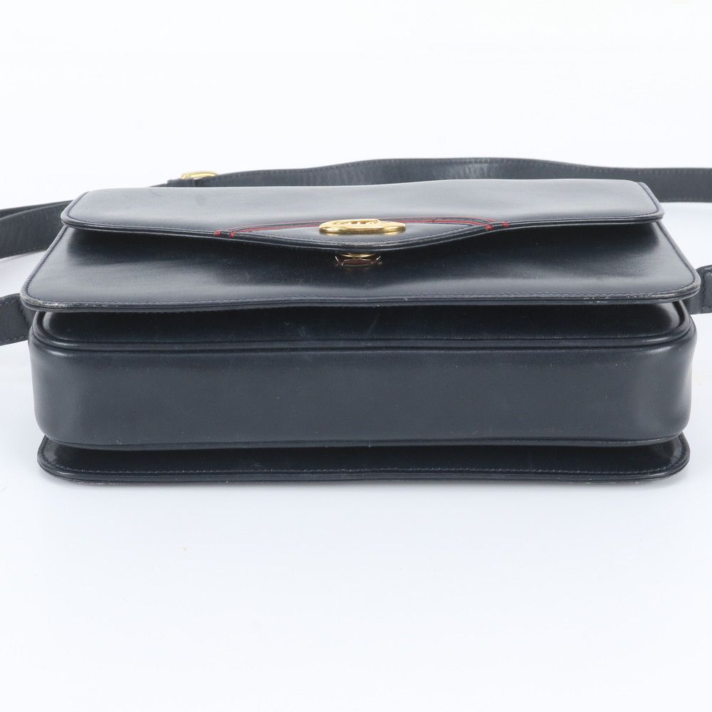 Gucci Vintage Leather Shoulder Bag Crossbody Navy — view 6
