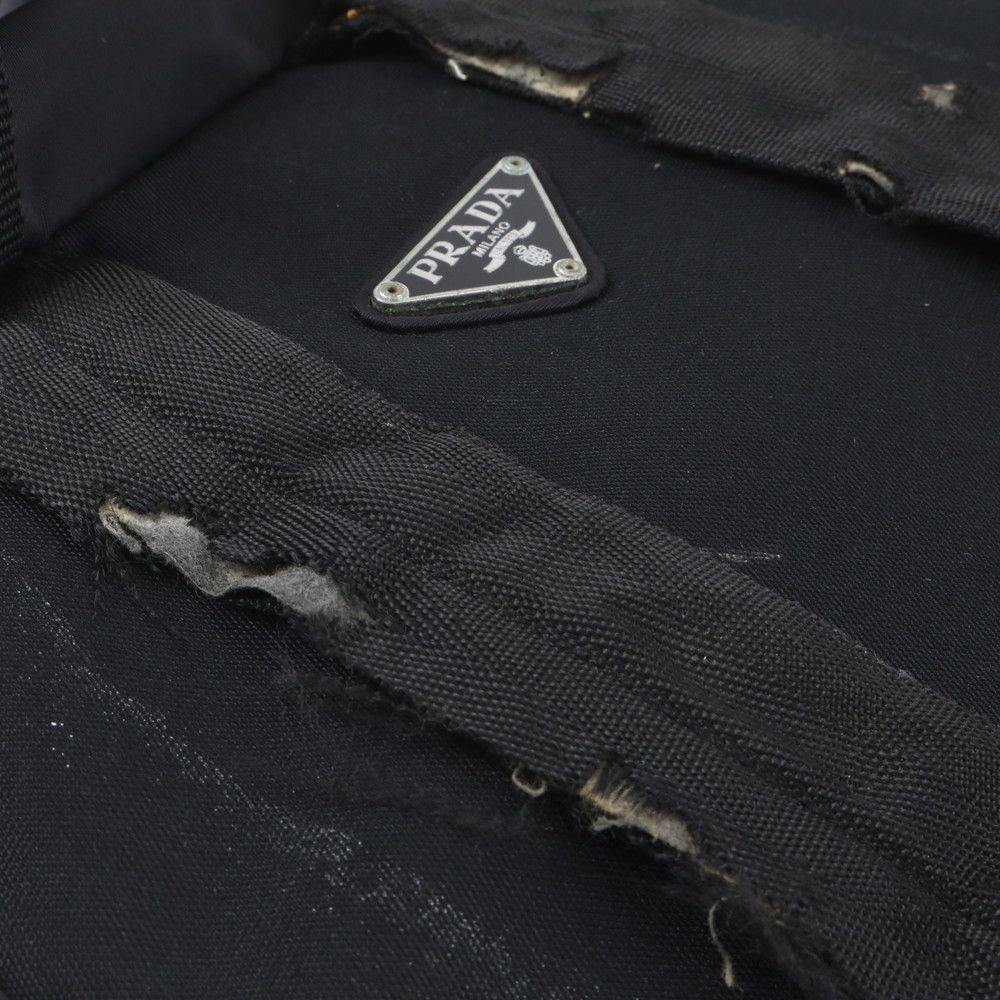 Prada Tessuto Nylon Triangle Logo Backpack Shoulder Bag Black — view 7