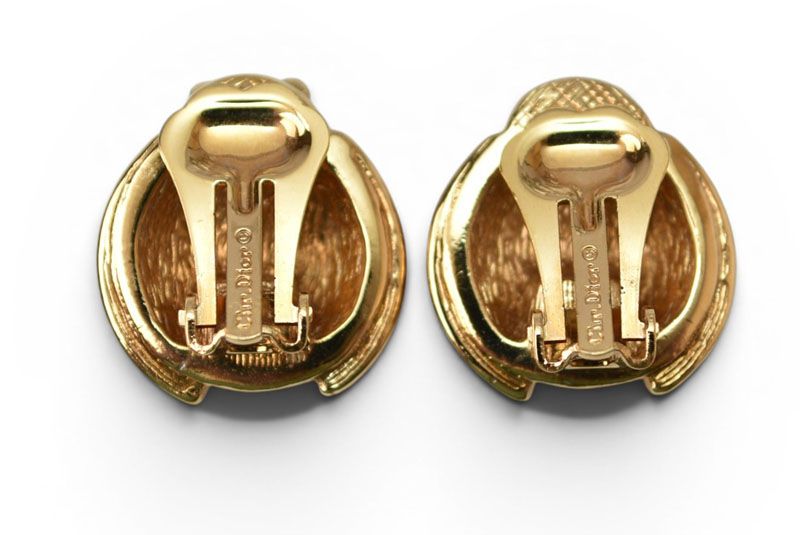 Dior Earrings Vintage Rhinestone Ladybird Red Gold — view 6