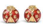 Dior Earrings Vintage Rhinestone Ladybird Red Gold