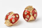 Dior Earrings Vintage Rhinestone Ladybird Red Gold — view 4
