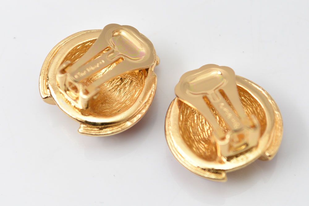 Dior Earrings Vintage Rhinestone Ladybird Red Gold — view 2
