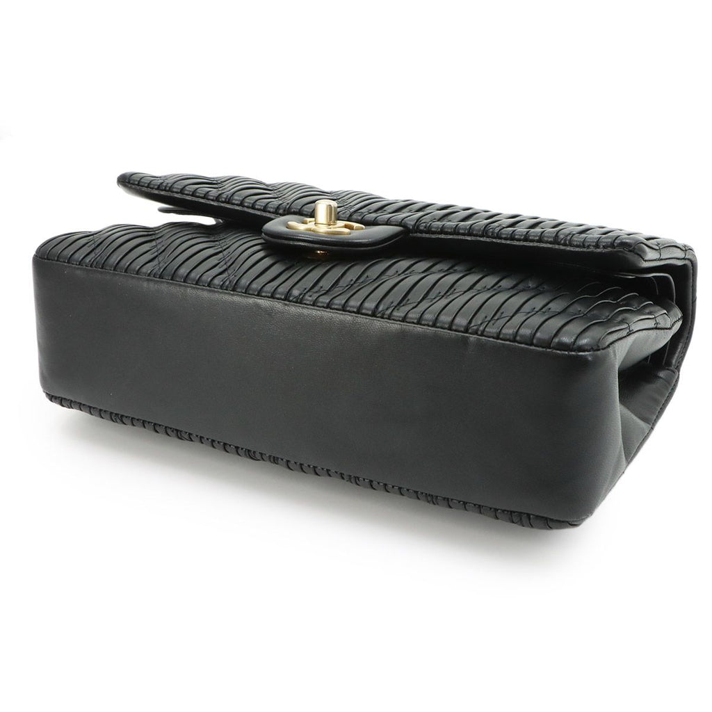 Chanel Chevron V-stitch Chain Shoulder Bag Leather Black Gold — view 5