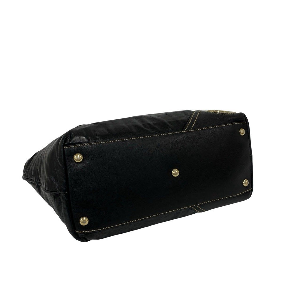 Gucci New Brit GG Logo Leather Shoulder Bag Tote Black — view 7