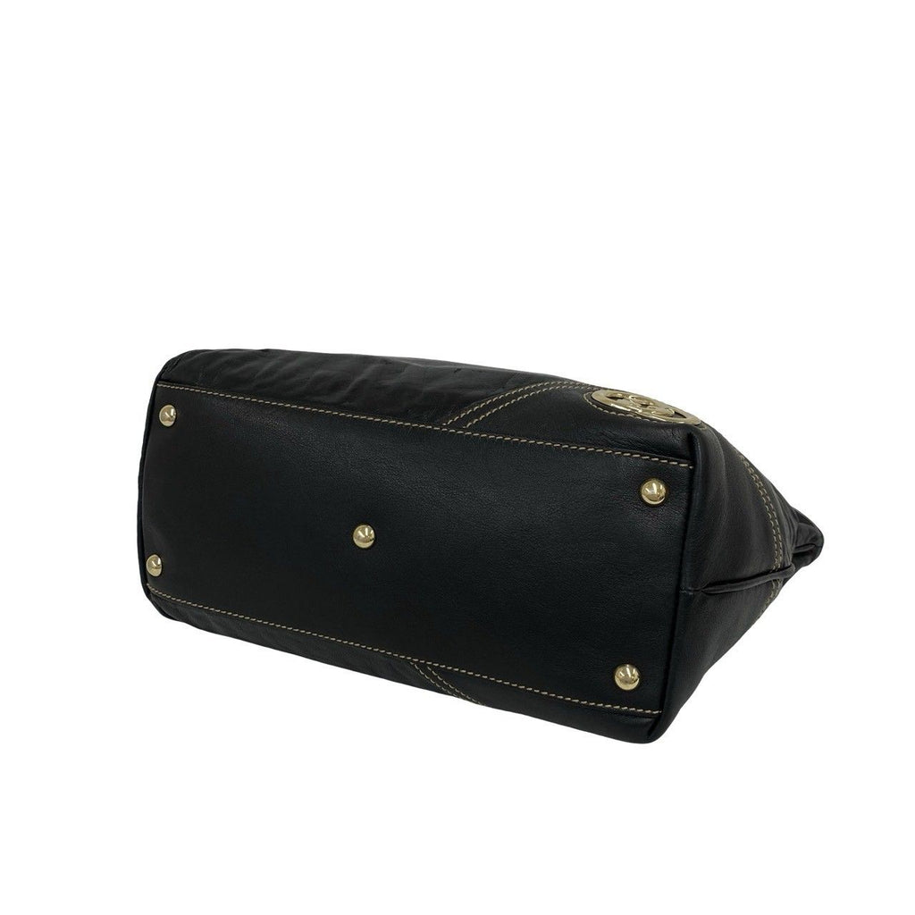 Gucci New Brit GG Logo Leather Shoulder Bag Tote Black — view 8