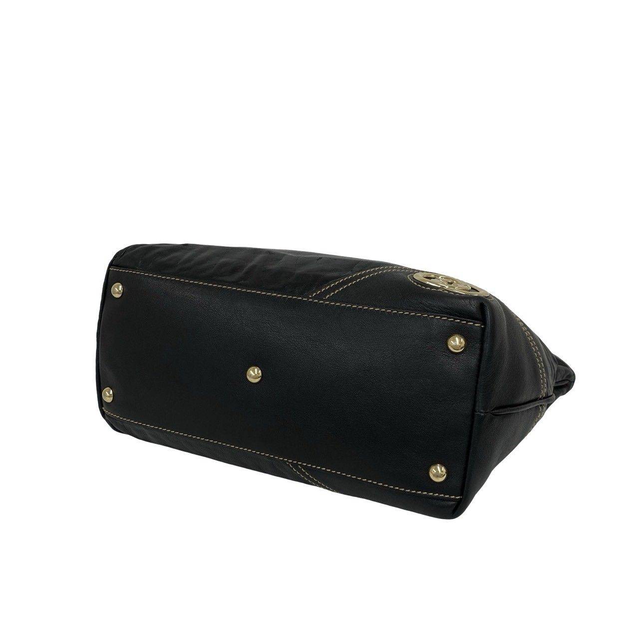 Gucci New Brit GG Logo Leather Shoulder Bag Tote Black — view 8