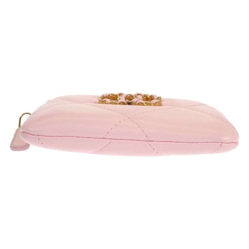 Chanel 19 Zip Coin Purse Dixneuf Lambskin Pink Gold — view 6
