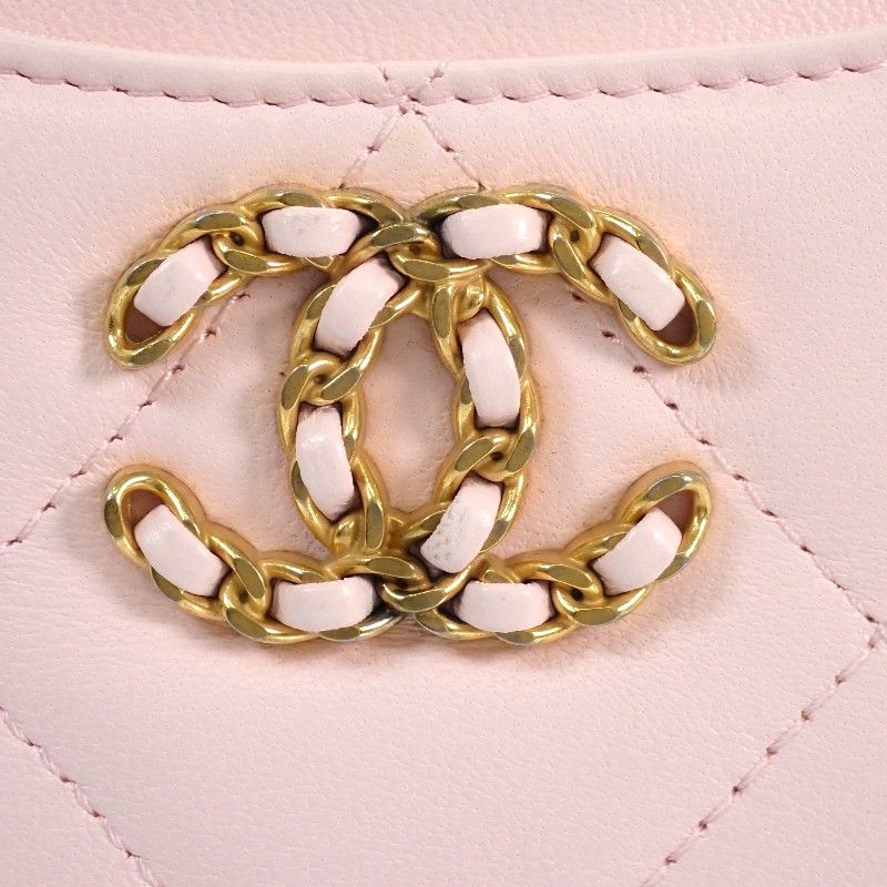 Chanel 19 Zip Coin Purse Dixneuf Lambskin Pink Gold — view 8