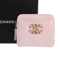 Chanel 19 Zip Coin Purse Dixneuf Lambskin Pink Gold