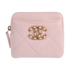 Chanel 19 Zip Coin Purse Dixneuf Lambskin Pink Gold — view 2