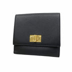 Fendi Trifold Wallet Leather Black Gold