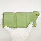 Dior Trifold Wallet Saddle Leather Moss Green Gold — view 3