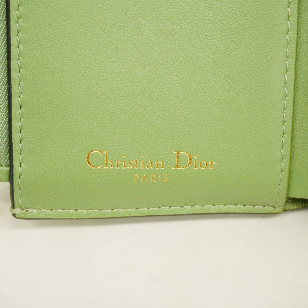Dior Trifold Wallet Saddle Leather Moss Green Gold — view 4