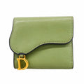 Dior Trifold Wallet Saddle Leather Moss Green Gold