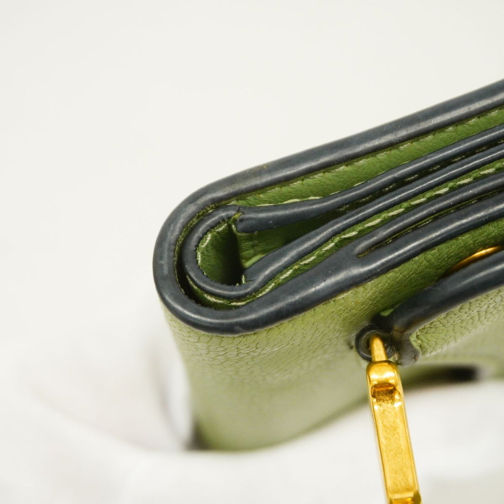 Dior Trifold Wallet Saddle Leather Moss Green Gold — view 5