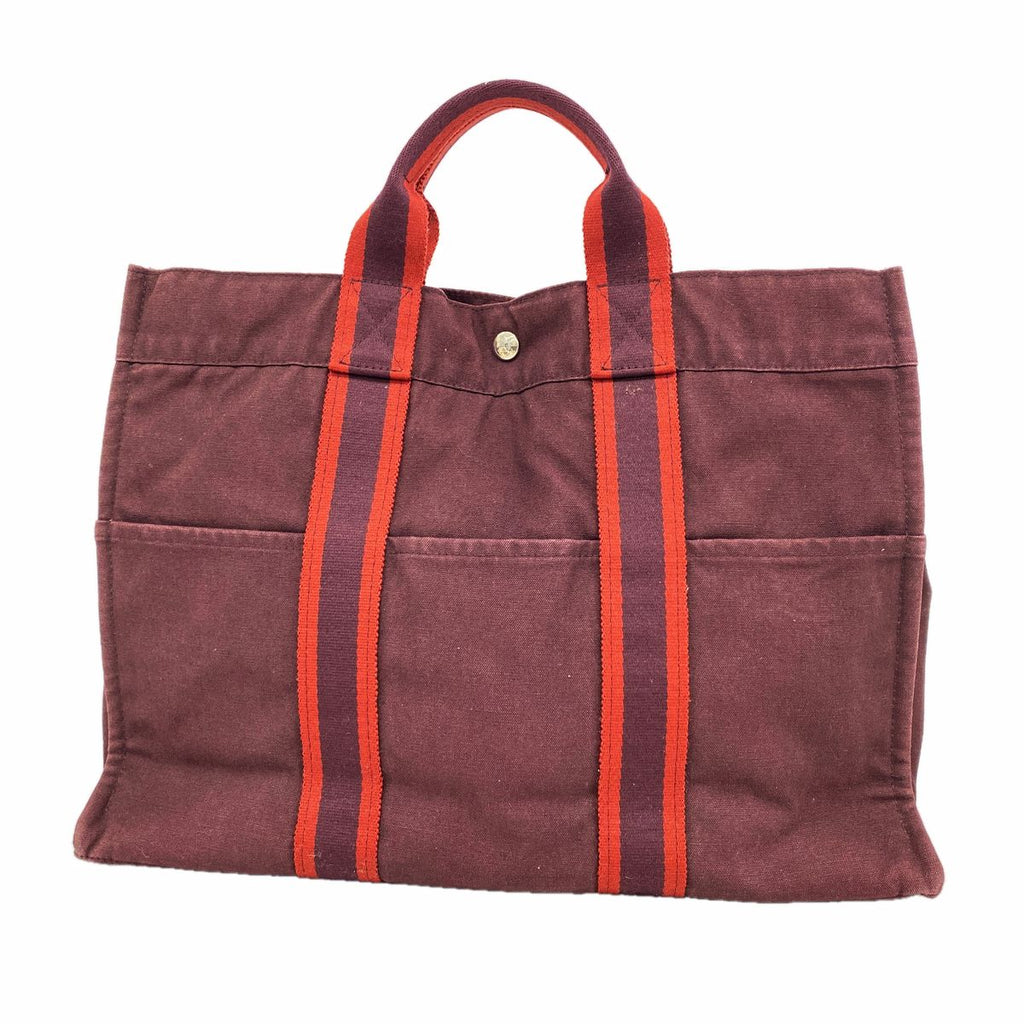 Hermes Tote Bag Fourre Tout MM Canvas Brown Silver