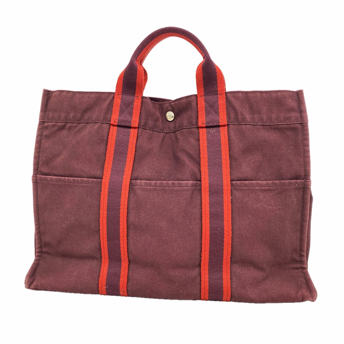 Hermes Tote Bag Fourre Tout MM Canvas Brown Silver