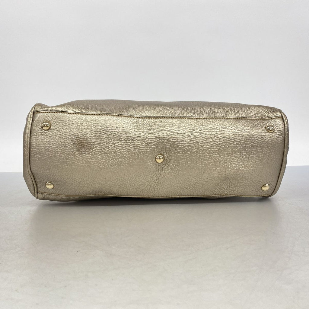 Gucci Handbag Bamboo Leather Pale Silver Champagne Gold 2-Way Bag — view 3