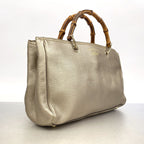 Gucci Handbag Bamboo Leather Pale Silver Champagne Gold 2-Way Bag — view 2