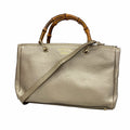 Gucci Handbag Bamboo Leather Pale Silver Champagne Gold 2-Way Bag