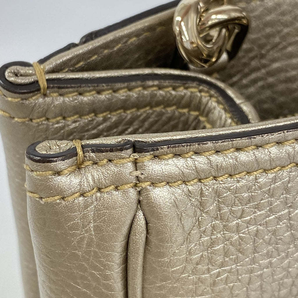 Gucci Handbag Bamboo Leather Pale Silver Champagne Gold 2-Way Bag — view 6
