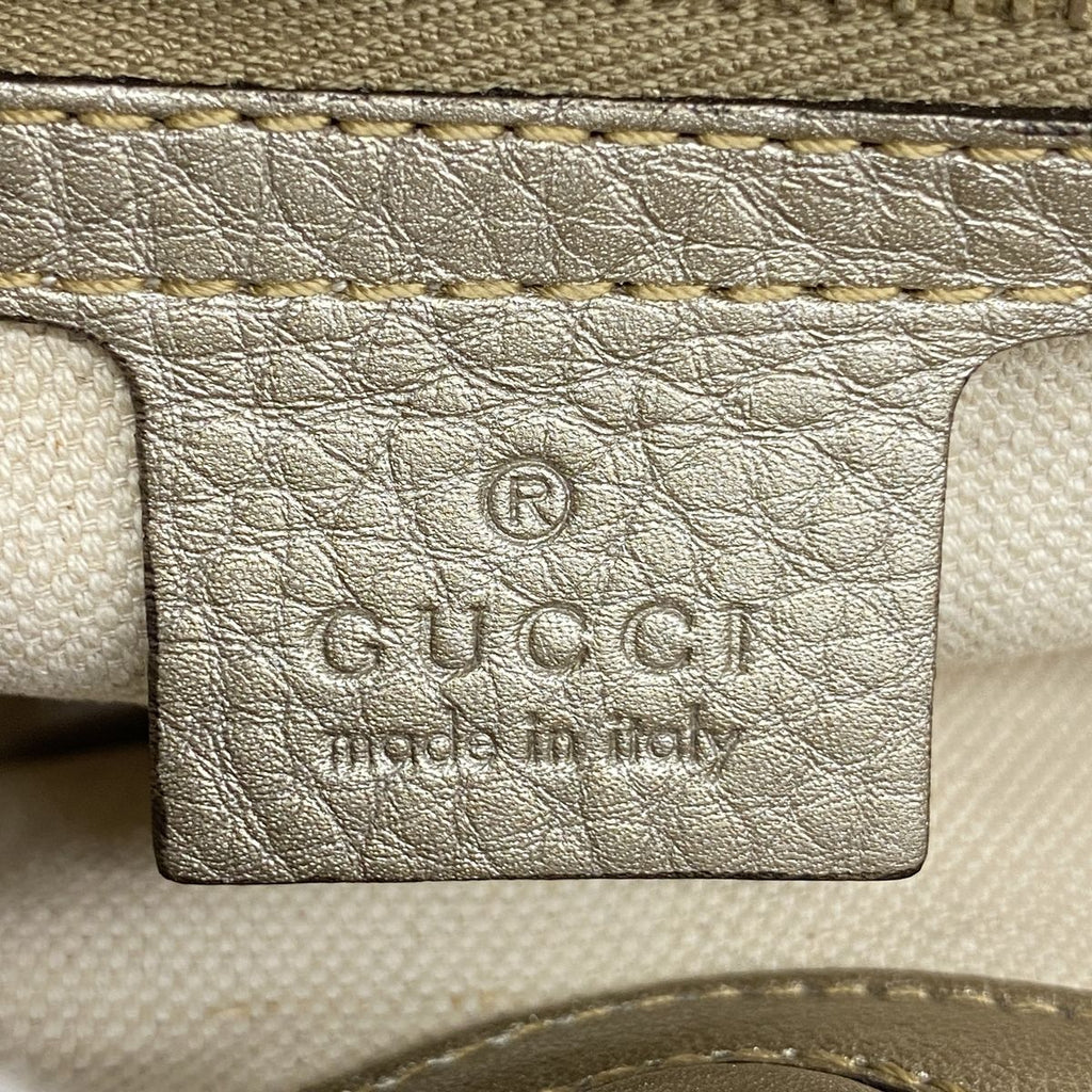 Gucci Handbag Bamboo Leather Pale Silver Champagne Gold 2-Way Bag — view 5