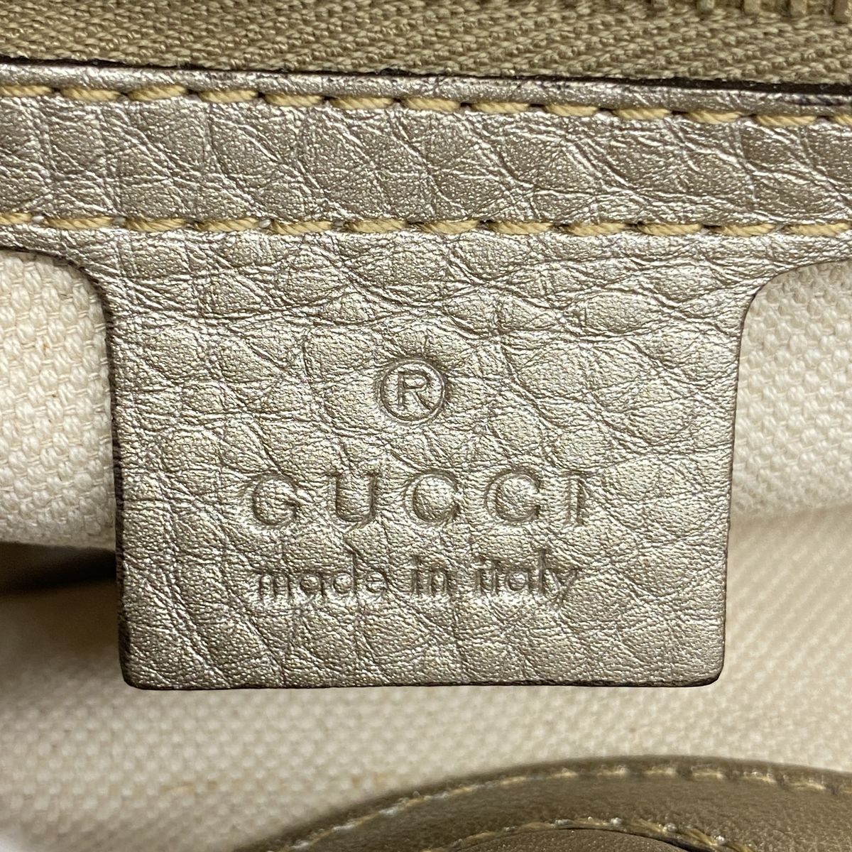 Gucci Handbag Bamboo Leather Pale Silver Champagne Gold 2-Way Bag — view 5