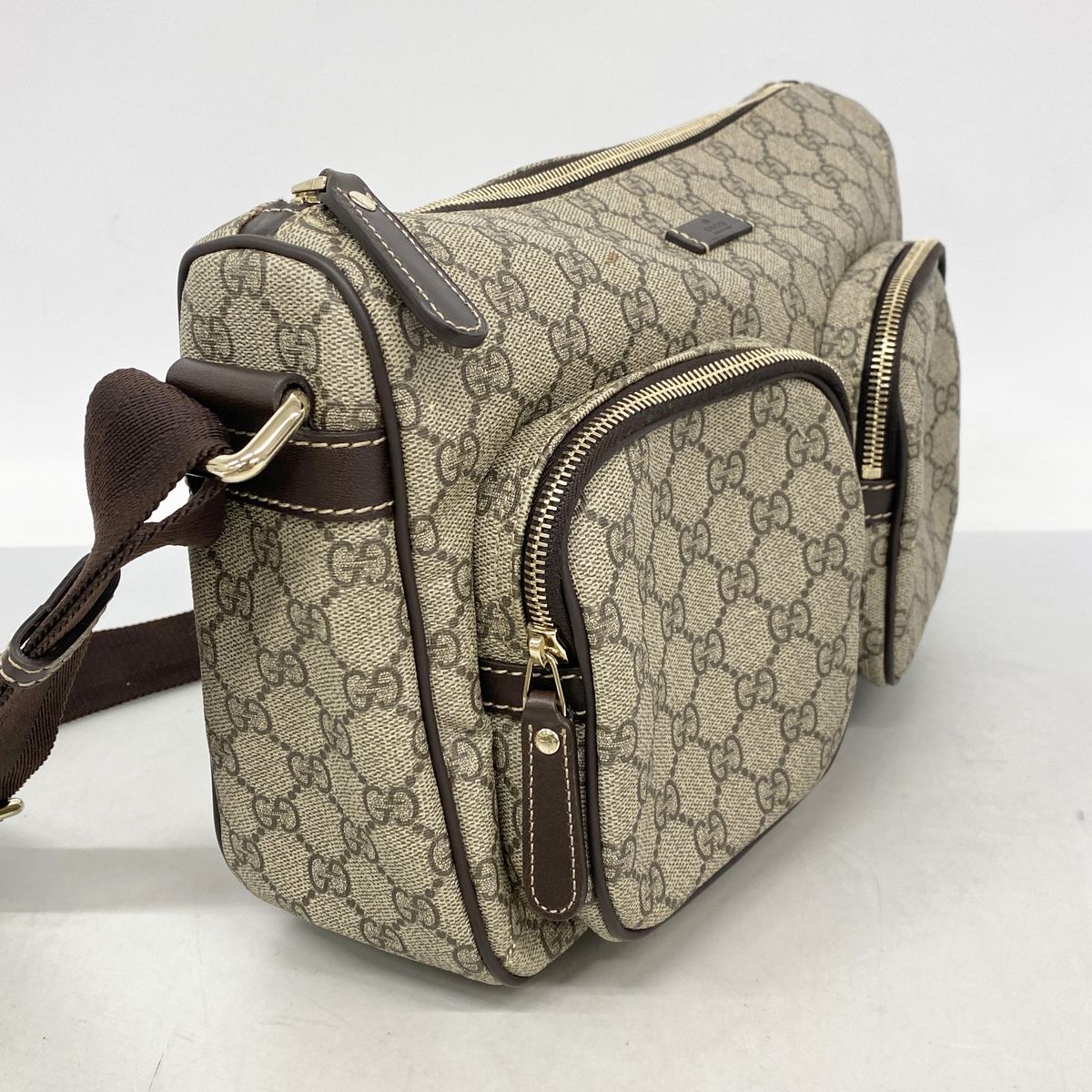 Gucci Shoulder Bag GG Supreme Brown Champagne Gold — view 2