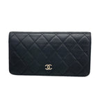 Chanel Wallet Quilted Lambskin Black Silver