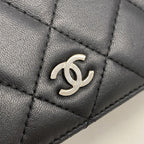 Chanel Wallet Quilted Lambskin Black Silver — view 8