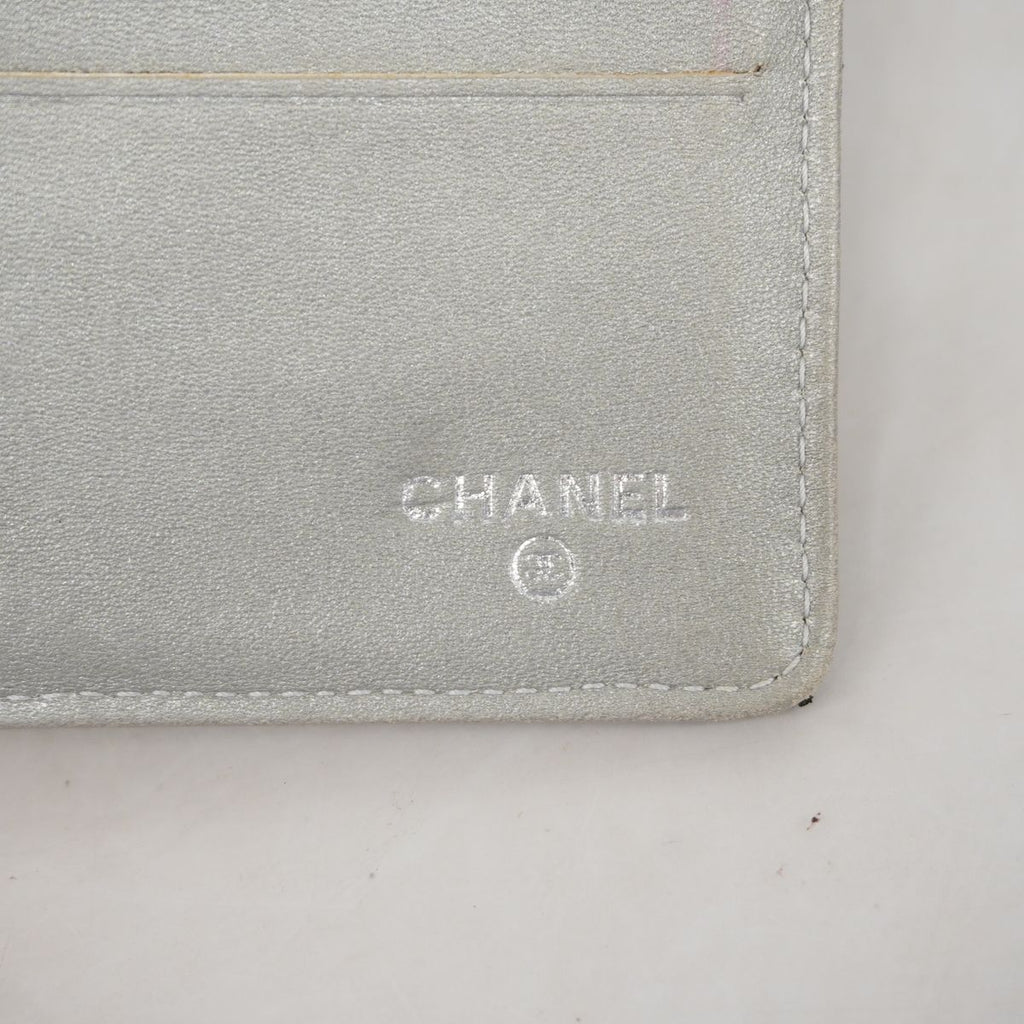 Chanel Trifold Wallet Camellia Lambskin Black Silver — view 4