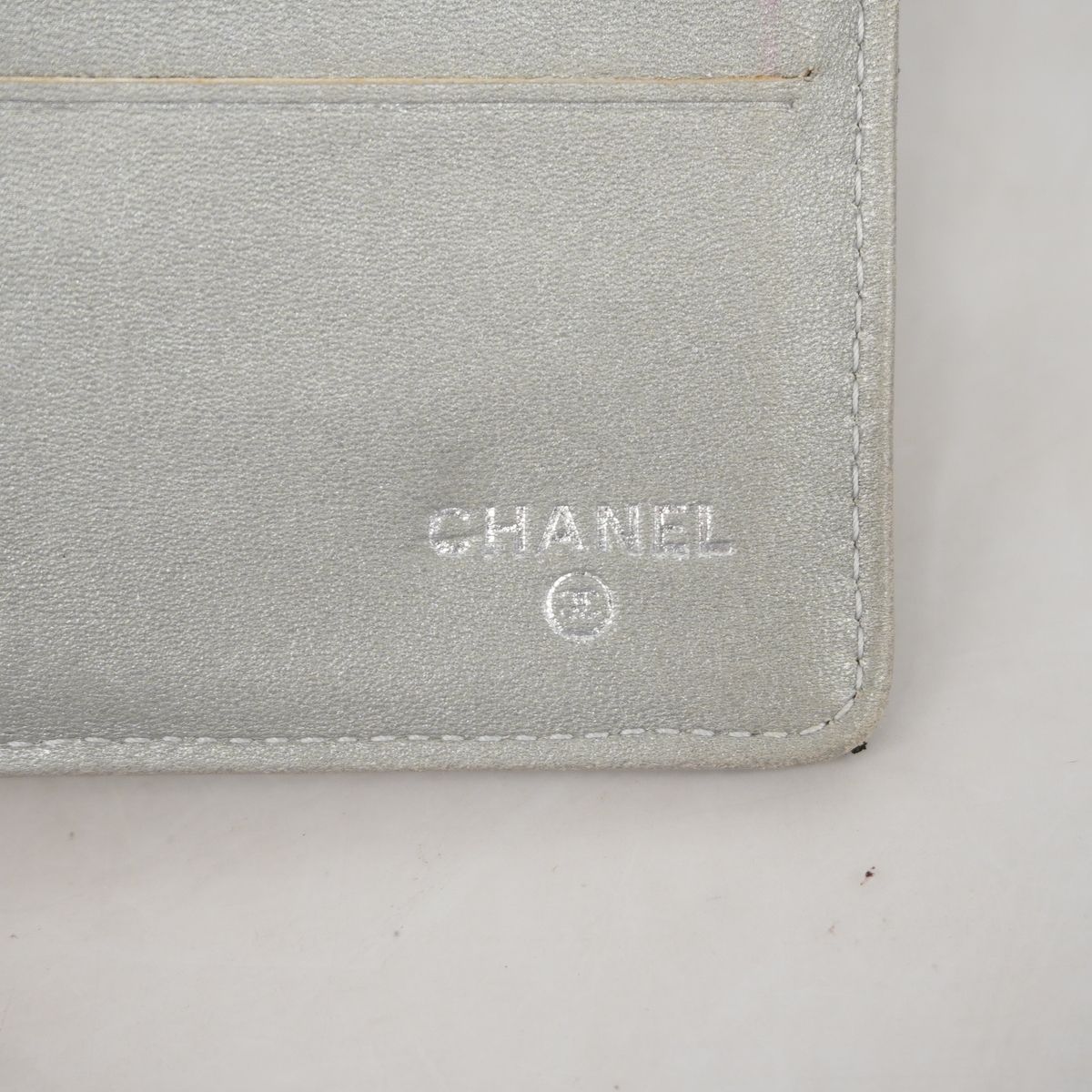 Chanel Trifold Wallet Camellia Lambskin Black Silver — view 4