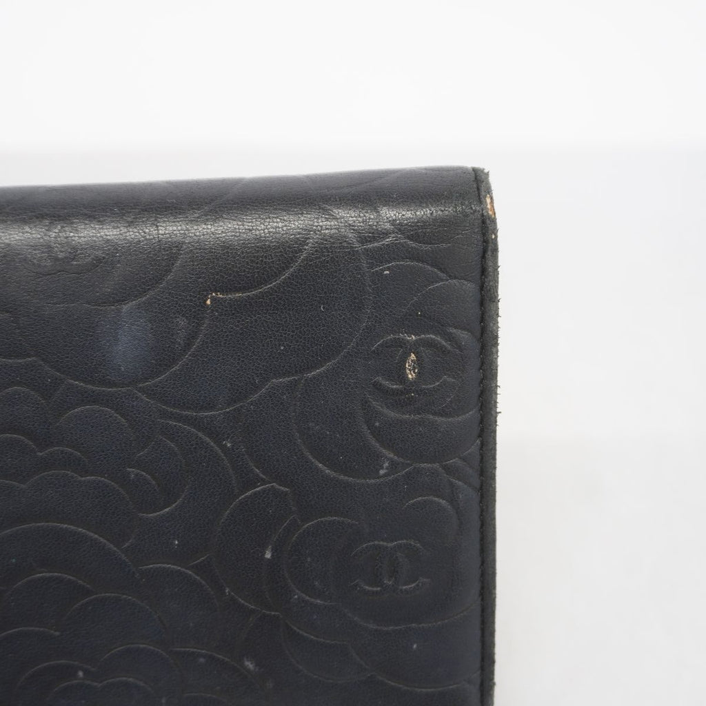 Chanel Trifold Wallet Camellia Lambskin Black Silver — view 8
