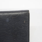 Chanel Trifold Wallet Camellia Lambskin Black Silver — view 8