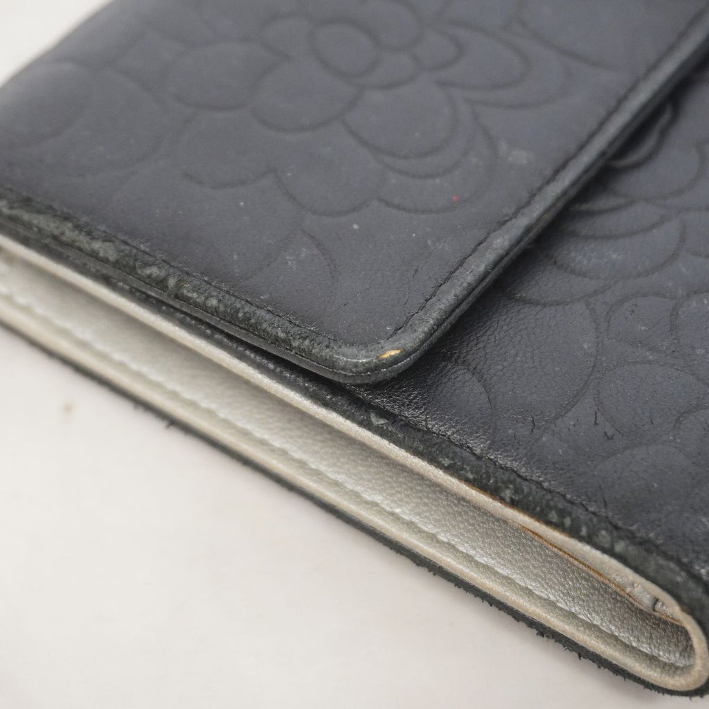 Chanel Trifold Wallet Camellia Lambskin Black Silver — view 6