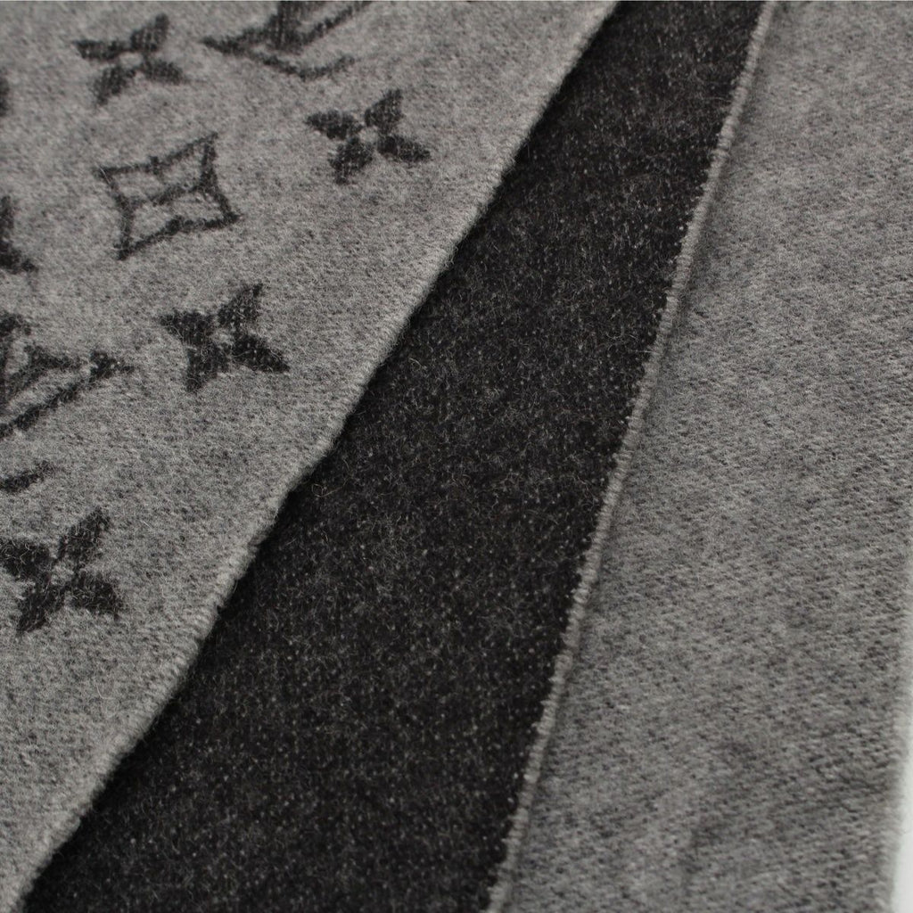 Louis Vuitton Echarpe Monogram Gradient Cashmere Wool Scarf Black Gray — view 5