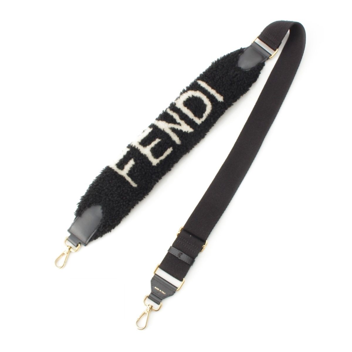 Fendi Strap You Canvas Fleece Shoulder Black White
