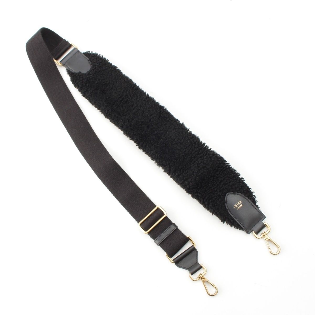 Fendi Strap You Canvas Fleece Shoulder Black White — view 2