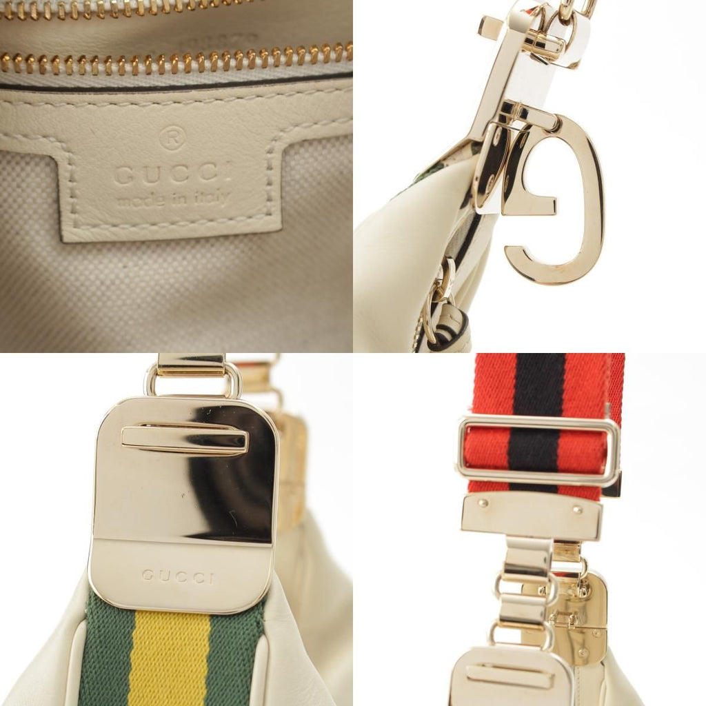 Gucci Attache Medium Leather 2-Way Shoulder Bag G with Replacement Strap White — view 8