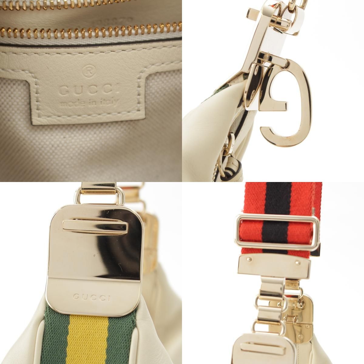 Gucci Attache Medium Leather 2-Way Shoulder Bag G with Replacement Strap White — view 8