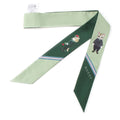 Gucci Yuko Higuchi Silk Neck Bow Scarf Logo Cat Green