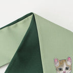 Gucci Yuko Higuchi Silk Neck Bow Scarf Logo Cat Green — view 2