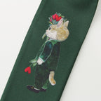 Gucci Yuko Higuchi Silk Neck Bow Scarf Logo Cat Green — view 4