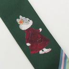 Gucci Yuko Higuchi Silk Neck Bow Scarf Logo Cat Green — view 5