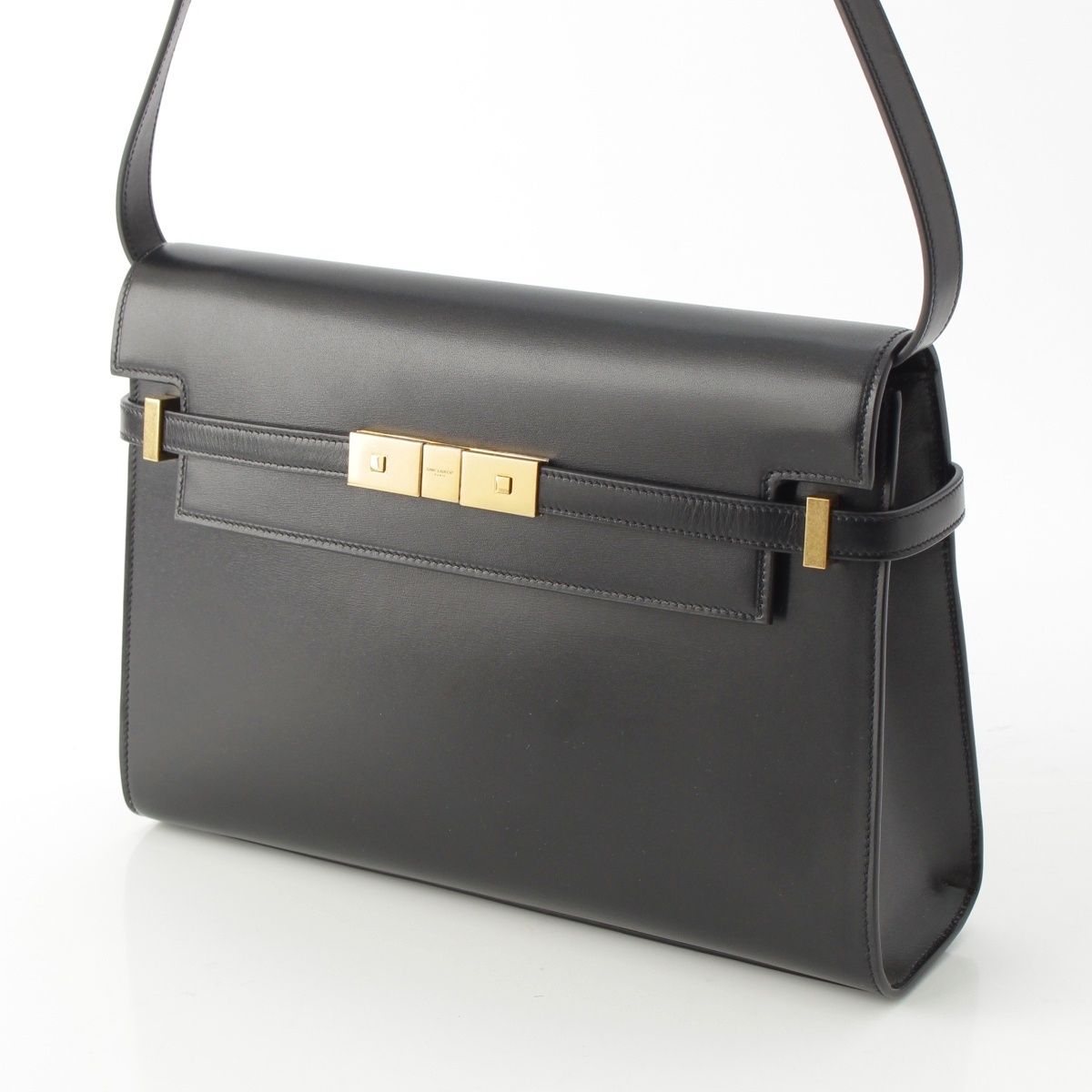 Saint Laurent Paris Manhattan Leather Shoulder Bag Black — view 3