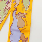 Hermes Twilly Silk Mille Et Un Lapins a Thousand and One Rabbit Scarf Yellow — view 3
